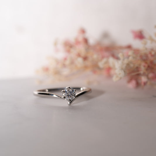 The Akilina Ring | Round Moissanite Asymmetrical Engagement Solitaire