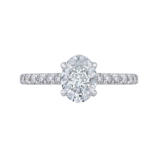 The Elsie Ring | Oval Lab Diamond Hidden Halo Shoulder Set Engagement