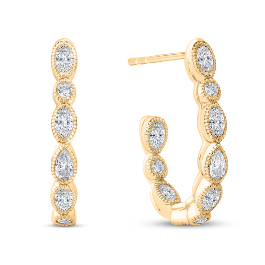 The Anastasia Earrings | Lab Diamond Oval, Round & Pear Huggie Hoops