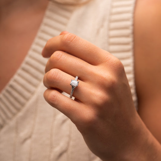 The Effie Ring | Lab Diamond Split Shank Emerald Cut Engagement Solitaire