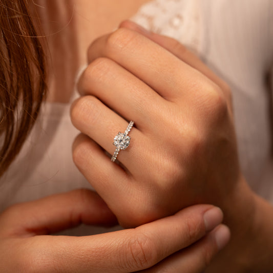 The Enya Ring | Lab Diamond Round Shoulder Set Engagement