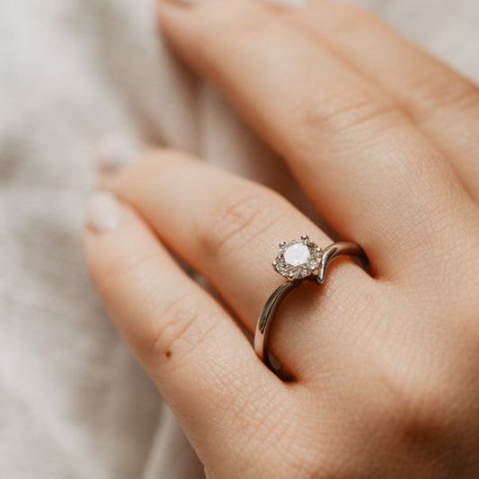 The Akilina Ring | Round Moissanite Asymmetrical Engagement Solitaire