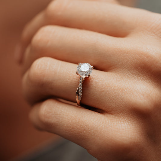 The Mika Ring | Lab Diamond Twisted Shoulder Set Engagement Solitaire