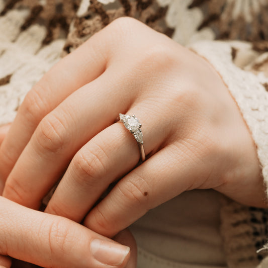 The Reverie Ring | Moissanite Round & Pear Cut Engagement Trilogy