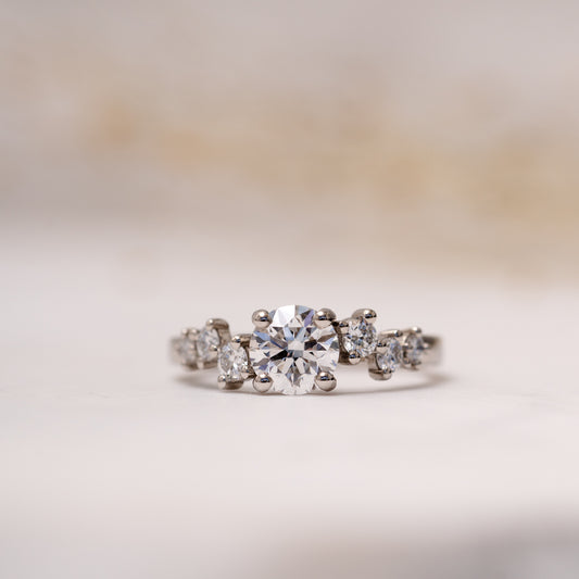 The Sophie Ring | Round Lab Diamond Dainty Accented Engagement