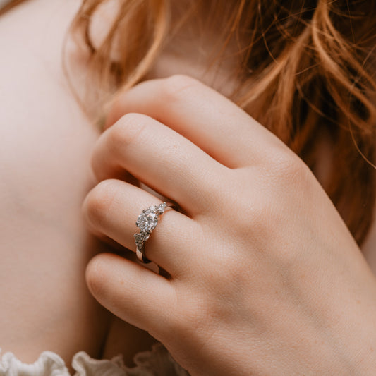 The Sophie Ring | Round Lab Diamond Dainty Accented Engagement