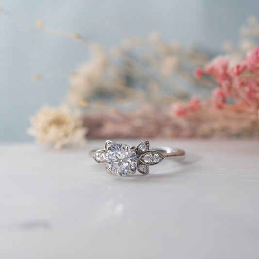 The Vani Ring | Round Lab Diamond Nature Accented Engagement
