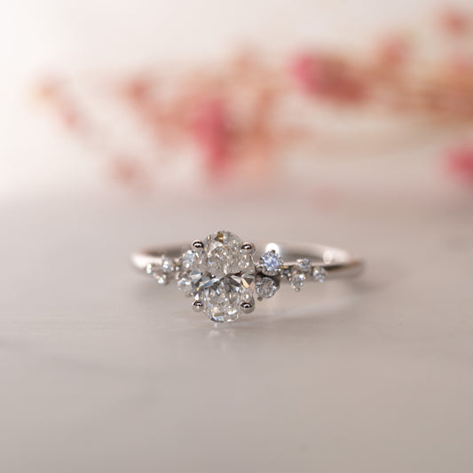 The Serephina Ring | Oval Lab Diamond Scattered Accented Engagement