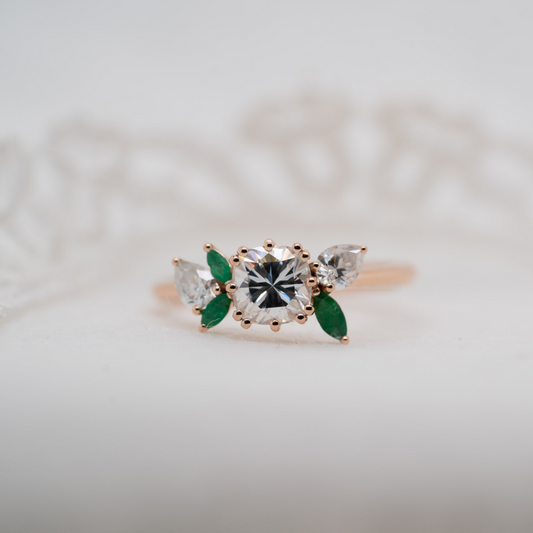 Multistone Emerald & Marquise Engagement Ring | Bespoke | Ethica Diamonds