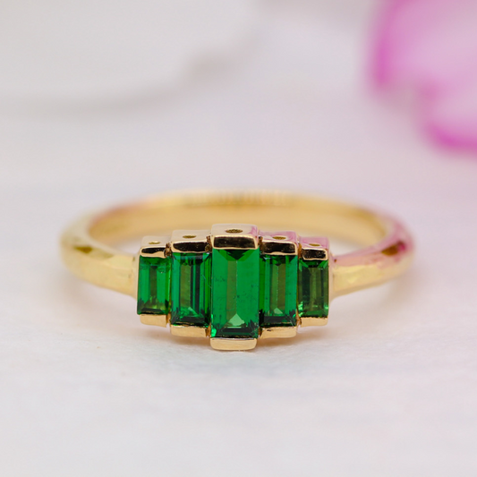 Baguette Emerald Art Deco Engagement Ring