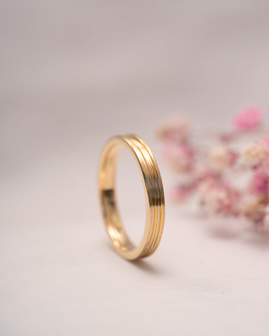 Custom 18k Yellow Gold Groove Wedding Band