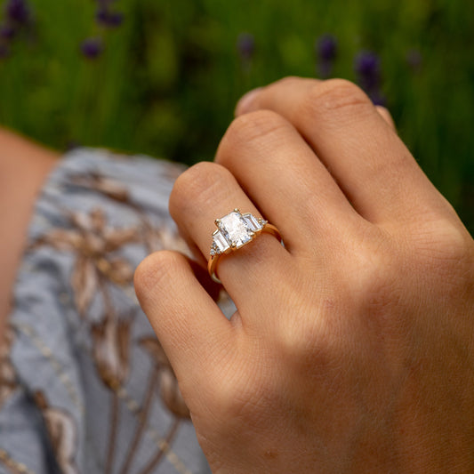 Emerald Radiant Art Deco Engagement Ring