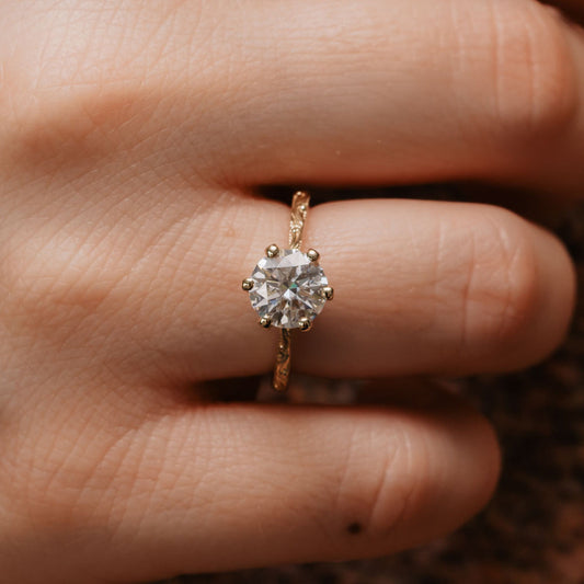 Whimsical Engraved Solitaire Engagement Ring