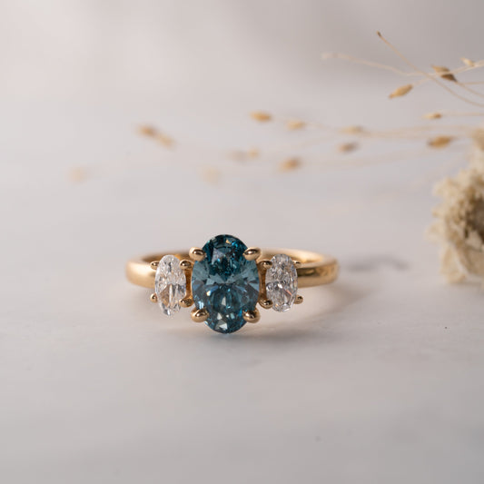 Fancy Blue Lab Diamond Oval Engagement Ring