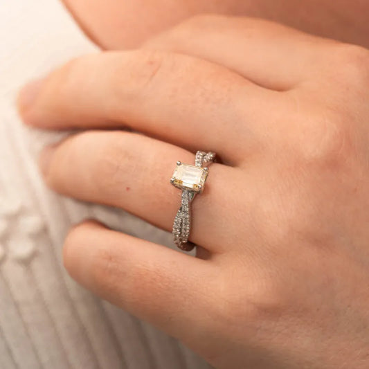 Yellow Lab Diamond Emerald Engagement Ring | Ethica Diamond