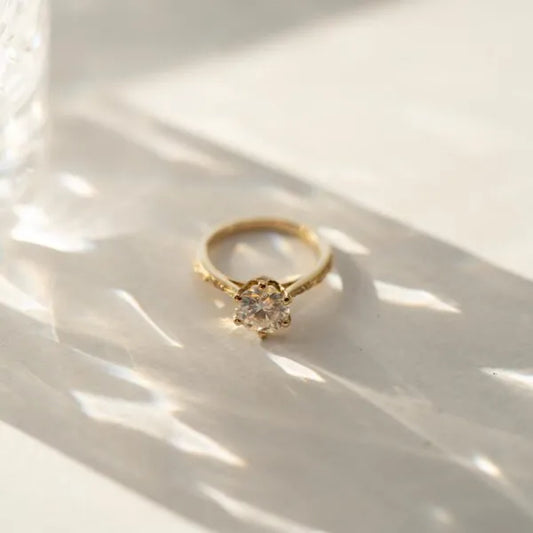 Whimsical Six Claw Engraved Solitaire Engagement Ring | Bespoke