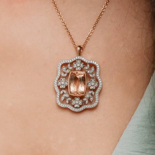 Vintage Inspired Morganite Pendant | Ethica Diamonds UK