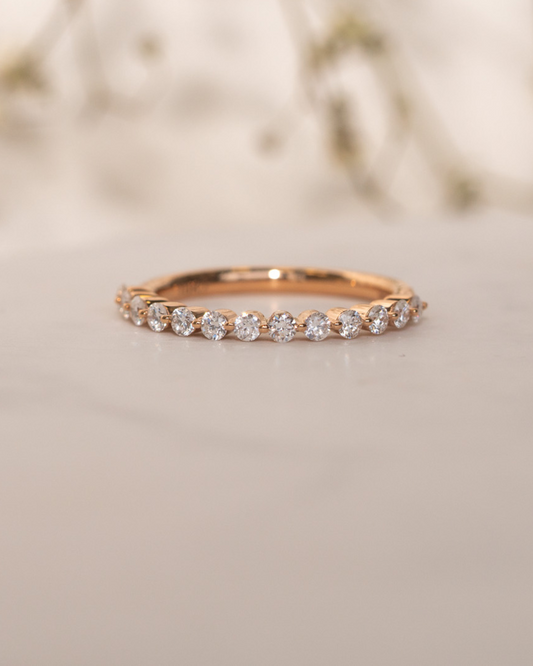 Beaded Diamond Half Set Wedding Band