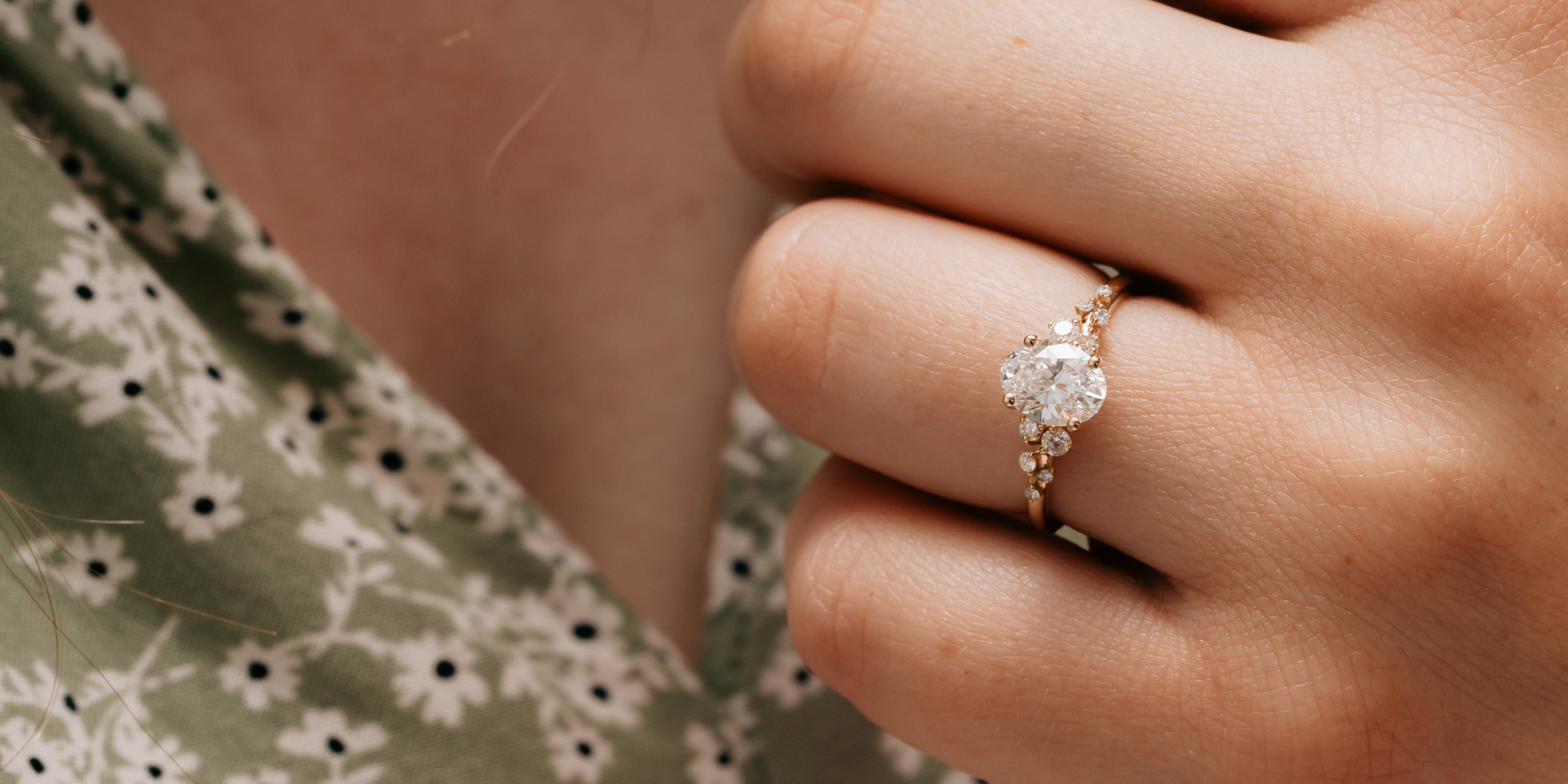 Oval Lab Diamond with Accents Engagement Ring | Deltora Diamonds AU
