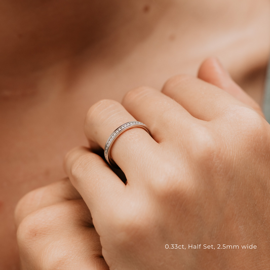 The Ellora Ring | Princess Lab Diamond Half Channel Set Wedding