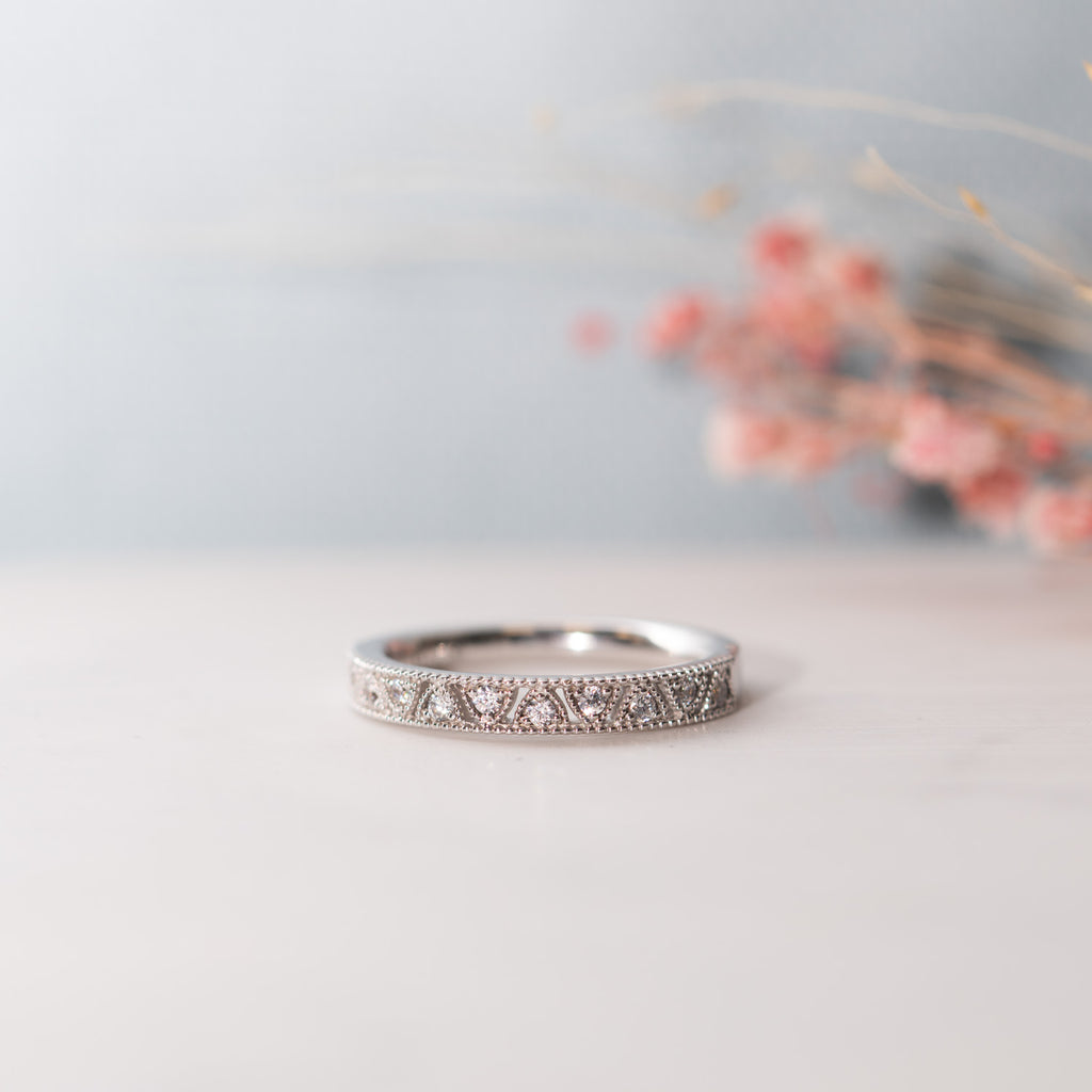 The Akira Ring | Lab Diamond Geometric Milgrain Stacking Band