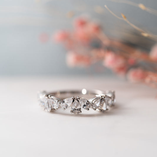 The Alba Ring | Lab Diamond Pear Cut Floral Band