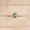 The Alice Ring | 2.10ct Oval Seafoam Moissanite Four Claw Solitaire