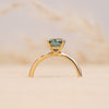 The Alice Ring | 2.10ct Oval Seafoam Moissanite Four Claw Solitaire 18k Yellow Gold