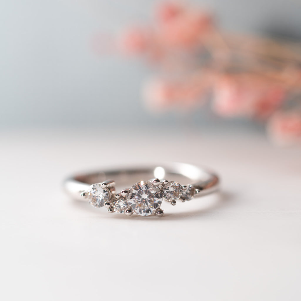 The Amara Ring | Lab Diamond Modern Wave Dainty Stacking Band