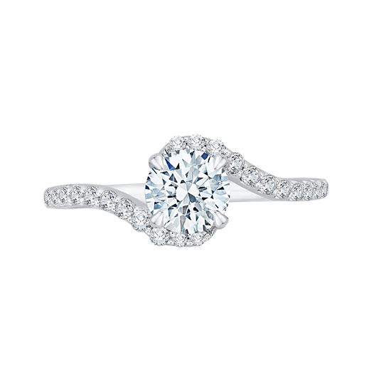 The Lola Ring | Round Cut Lab Diamond Swirl Shoulder Set Engagement