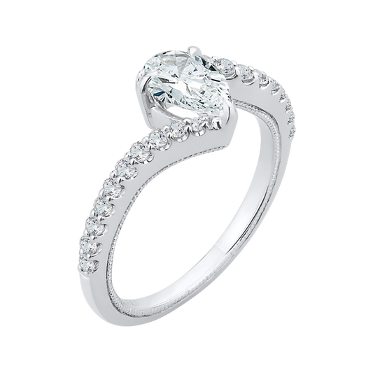 The Lola Ring | Pear Lab Diamond Shoulder Set Twisted Pavé Engagement