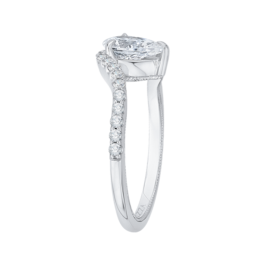 The Lola Ring | Pear Lab Diamond Shoulder Set Twisted Pavé Engagement