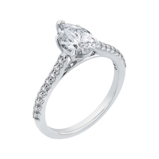 The Daphne Ring | Lab Diamond Pear Shoulder Set Engagement Solitaire