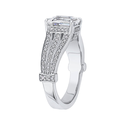 The Andromeda Ring | Lab Diamond Emerald Cut Split Shank Engagement