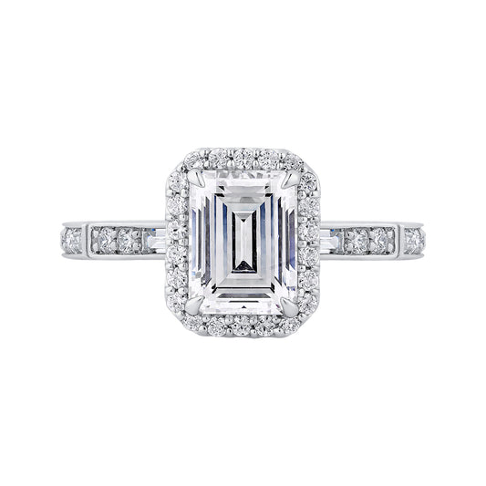 The Maeve Ring | Lab Diamond Emerald Cut Halo Engagement