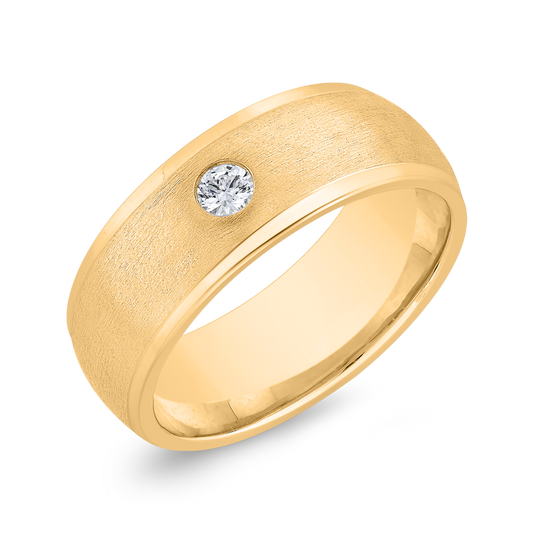 The Logan Ring | Round Brilliant Lab Diamond Wide Textured Solitaire Band