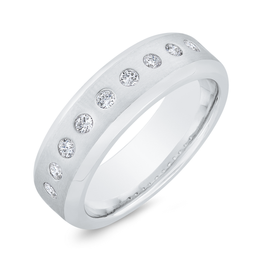 The Ion Ring | Lab Diamond Round Brilliant Cut Textured Wide Band