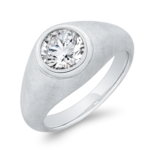 The Adonis Ring | Round Brilliant Solitaire Lab Diamond Bezel Setting Signet