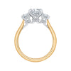 The Lara Ring | Lab Diamond Cushion Cut Trilogy Hidden Halo Engagement