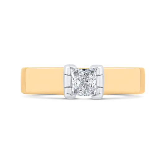 The Lennon Ring | Princess Cut Lab Diamond Wide Band Solitaire