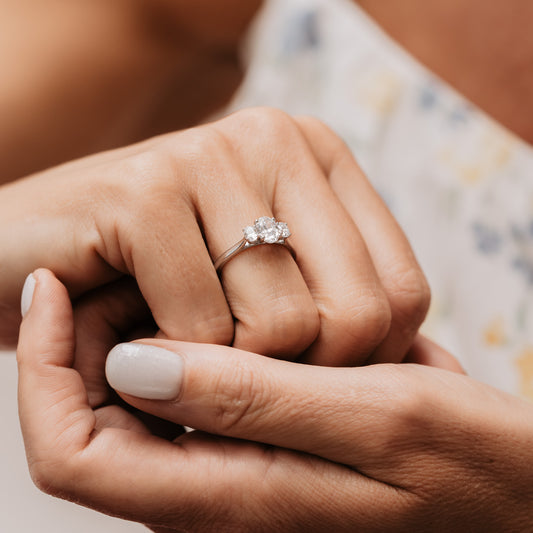 The Cinta Ring | Moissanite Oval Graduated Engagement Trilogy