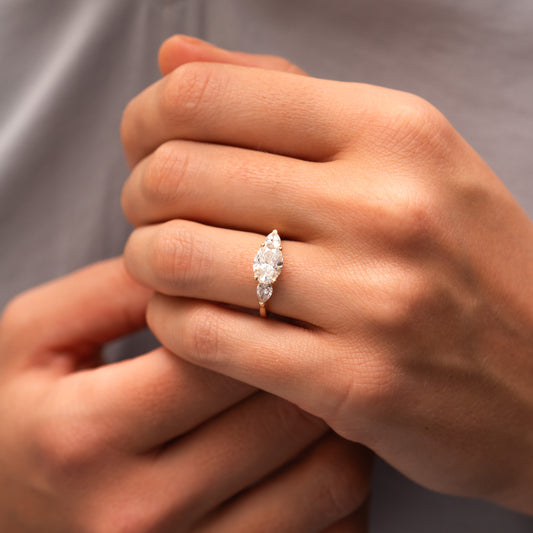 The Claire Ring | Oval & Pear Lab Diamond East West Engagement Trilogy