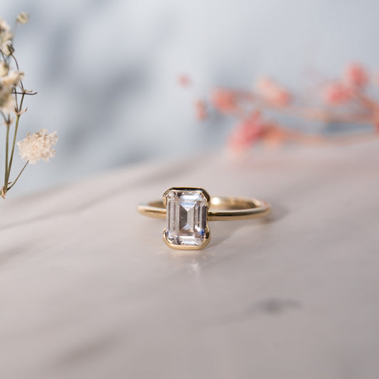 The Danae Ring | Lab Diamond Emerald Cut Modern Engagement Solitaire