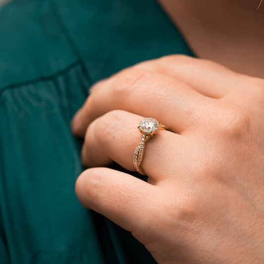 The Delfi Ring | Moissanite & Diamond Accented Vine Crossover Engagement