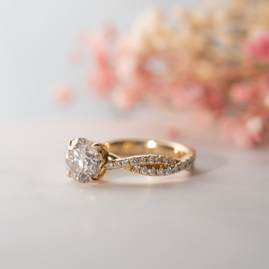 The Delfi Ring | Moissanite & Diamond Accented Vine Crossover Engagement