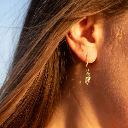 The Demelza Earrings | VS1 D-E Lab Diamonds. Ethical Gemstones. 100% Recycled 9k Gold Drop