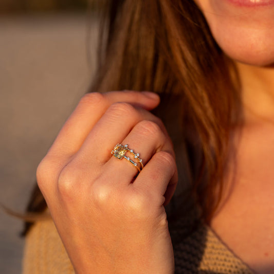 The Demelza Ring | VS1 D-E Lab Diamonds. Ethical Gemstone. 100% Recycled 9k Gold Accented