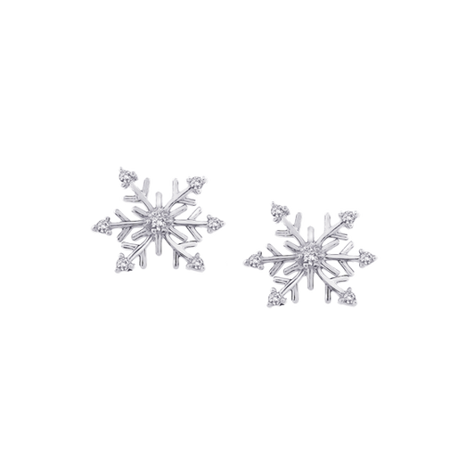 The Eirwen Earrings | Lab Diamond Dainty Snowflake Studs