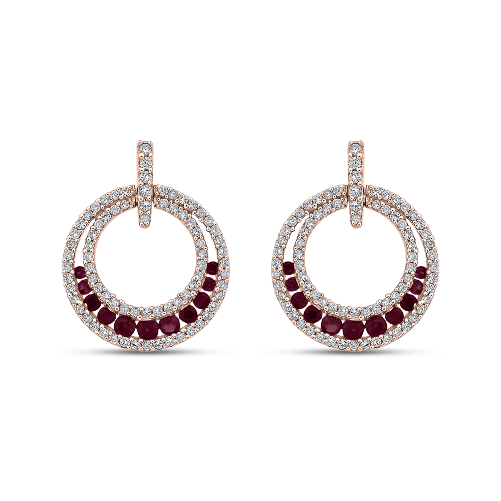 The Belina Earrings | Lab Diamond Crescent Drop Stud & Ruby