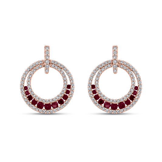 The Belina Earrings | Lab Diamond Crescent Drop Stud & Ruby